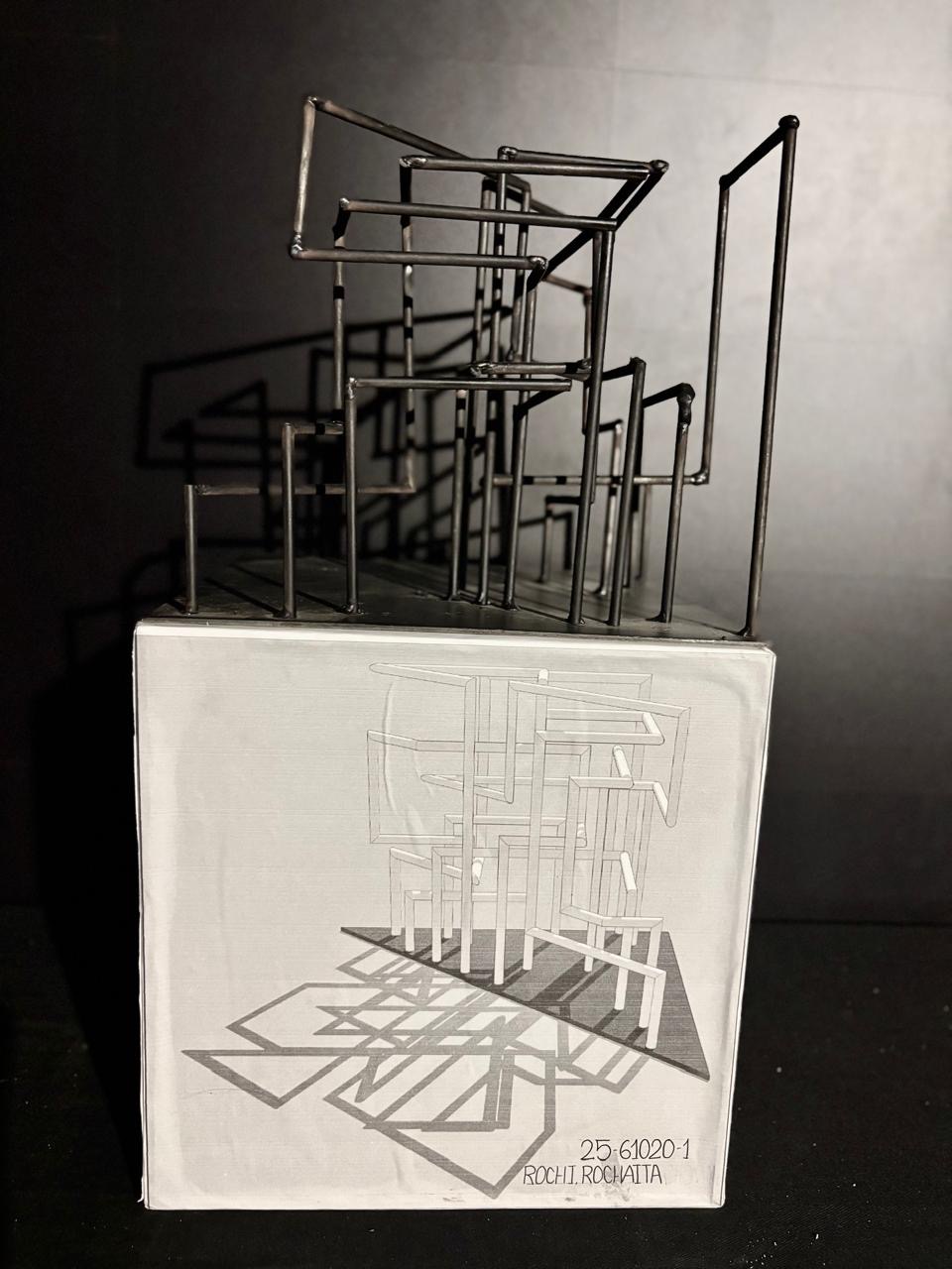 The rod construction standing on its own axonometric.